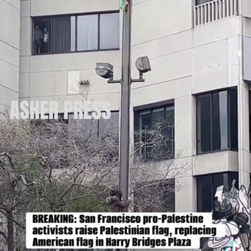Pro Palestinian protesters replaced the American Flag with a Palestinian Flag in San Francisco
