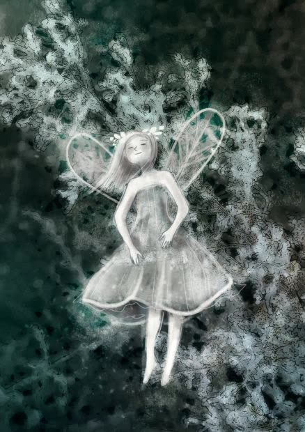 I draw a little moon fairy on the background from my photo.