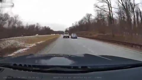 The "racer" had a snack with a pickup truck, but clearly overestimated his strength