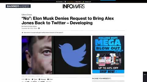 Alex Jones (Very Well thought out) response to Elon's no.