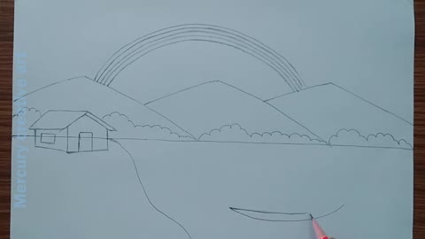 How to draw a beautiful rainbow scenery