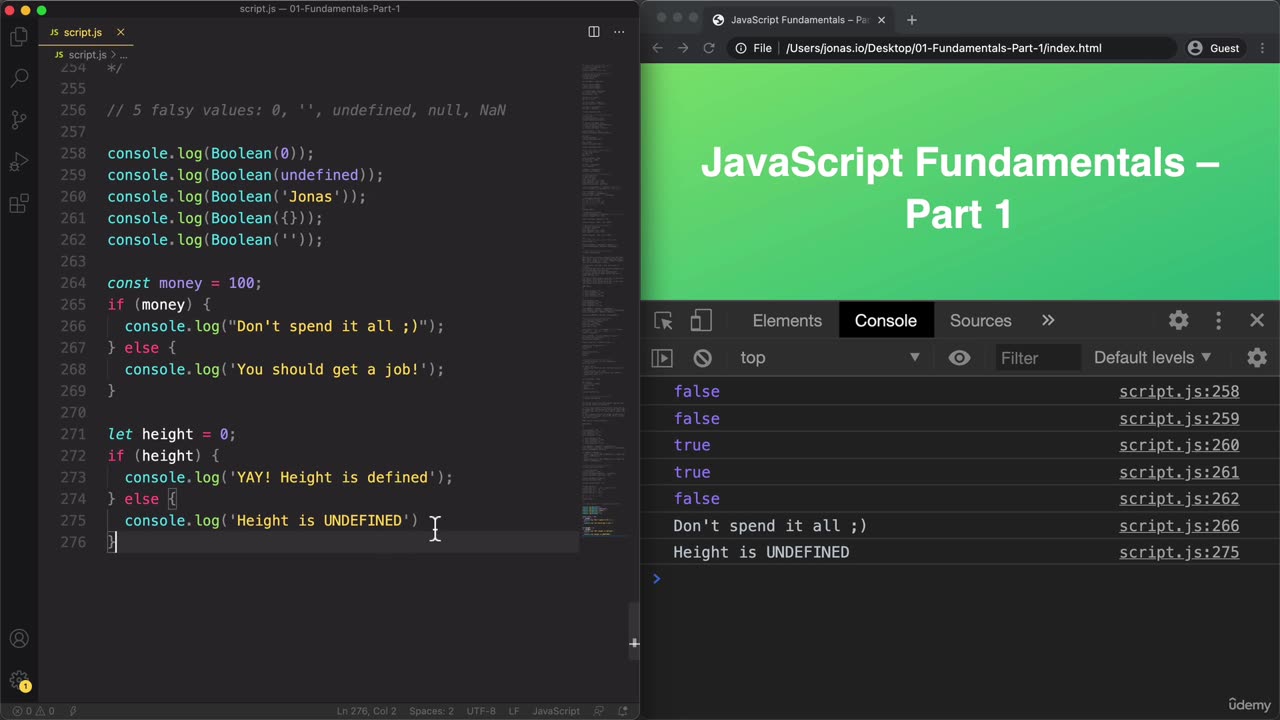 2 - JavaScript Fundamentals Part 1 / Truthy and Falsy Values