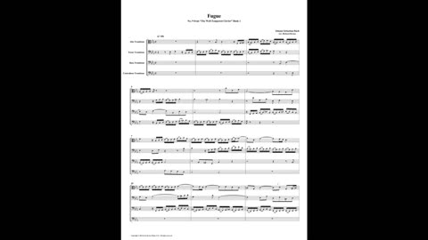 Fugue 09 from Well Tempered Clavier, Book 1 by J S Bach Trombone Quartet