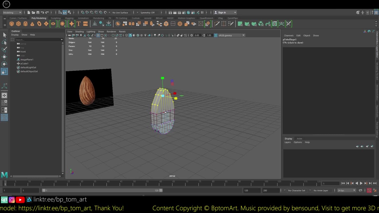 Almond v1 001 3D Modeling Timelapse