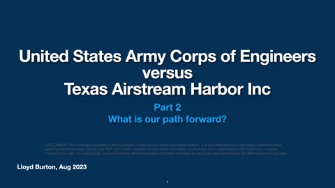 U. S. Army Corps of Engineers vs Texas Airstream Harbor