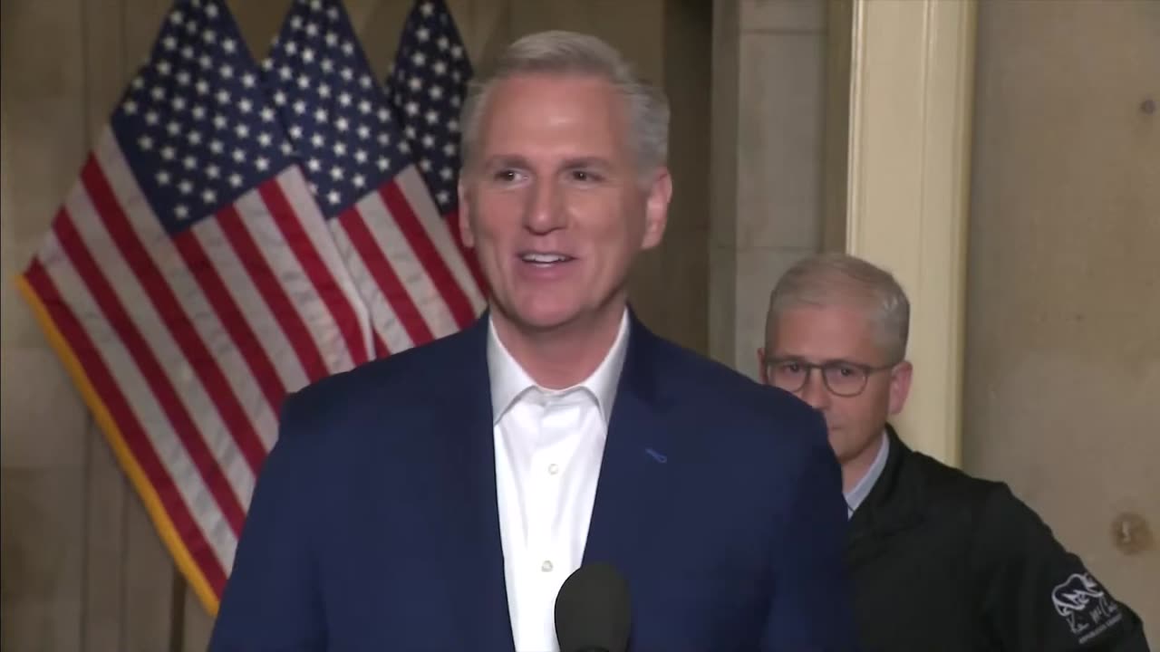 House speaker Kevin McCarthy briefs the press after last-minute debt ceiling deal reached