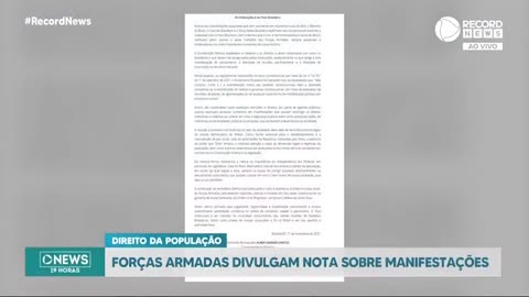 Forças Armadas divulgam nota sobre manifestações