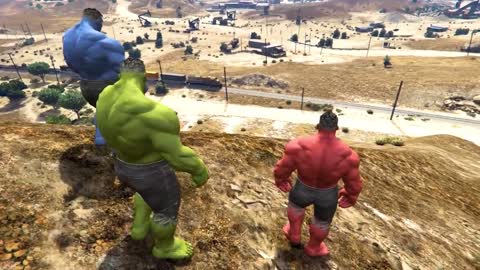 Three green giant to intercept the train # car crash simulator Funny game.