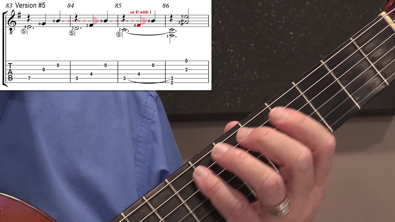 Technique Left-Hand, Part II (slow section). Video 45: m83-86, Guitar Versions #5-9