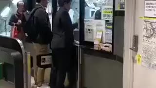 Mad Man Goes Berserk at Japanese Train Station!