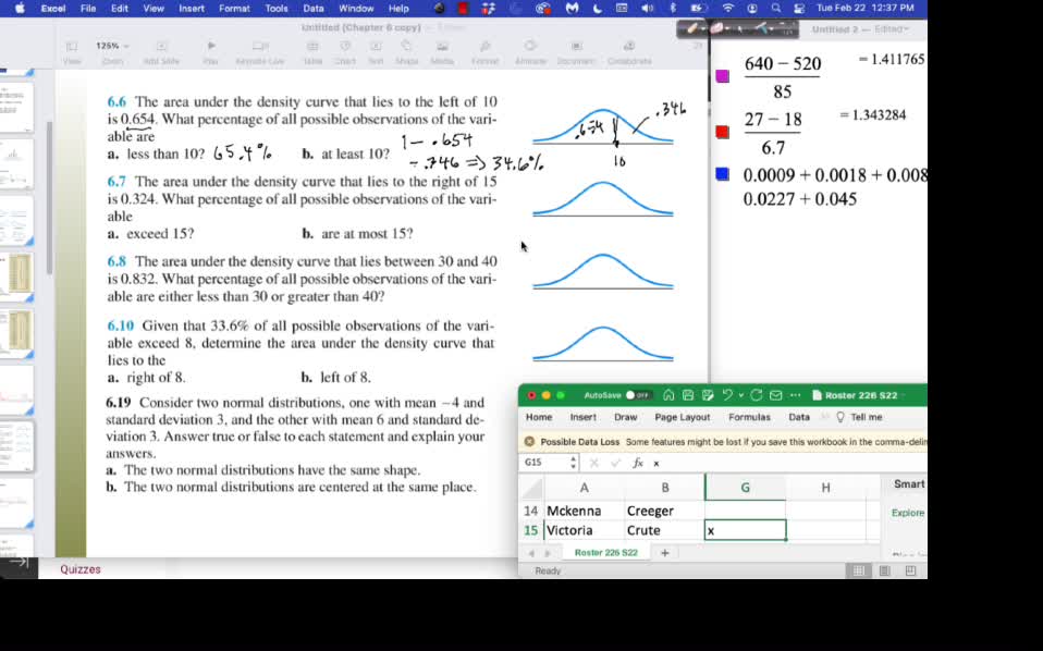 STP 226 Tu Feb 22: Standard Normal Distribution I