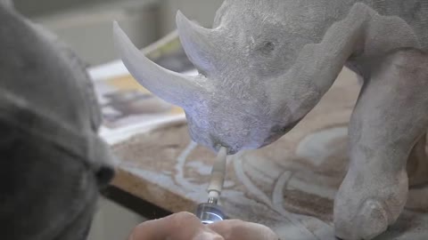 Carving a Rhino From Epoxy Resin & Walnut Burl5