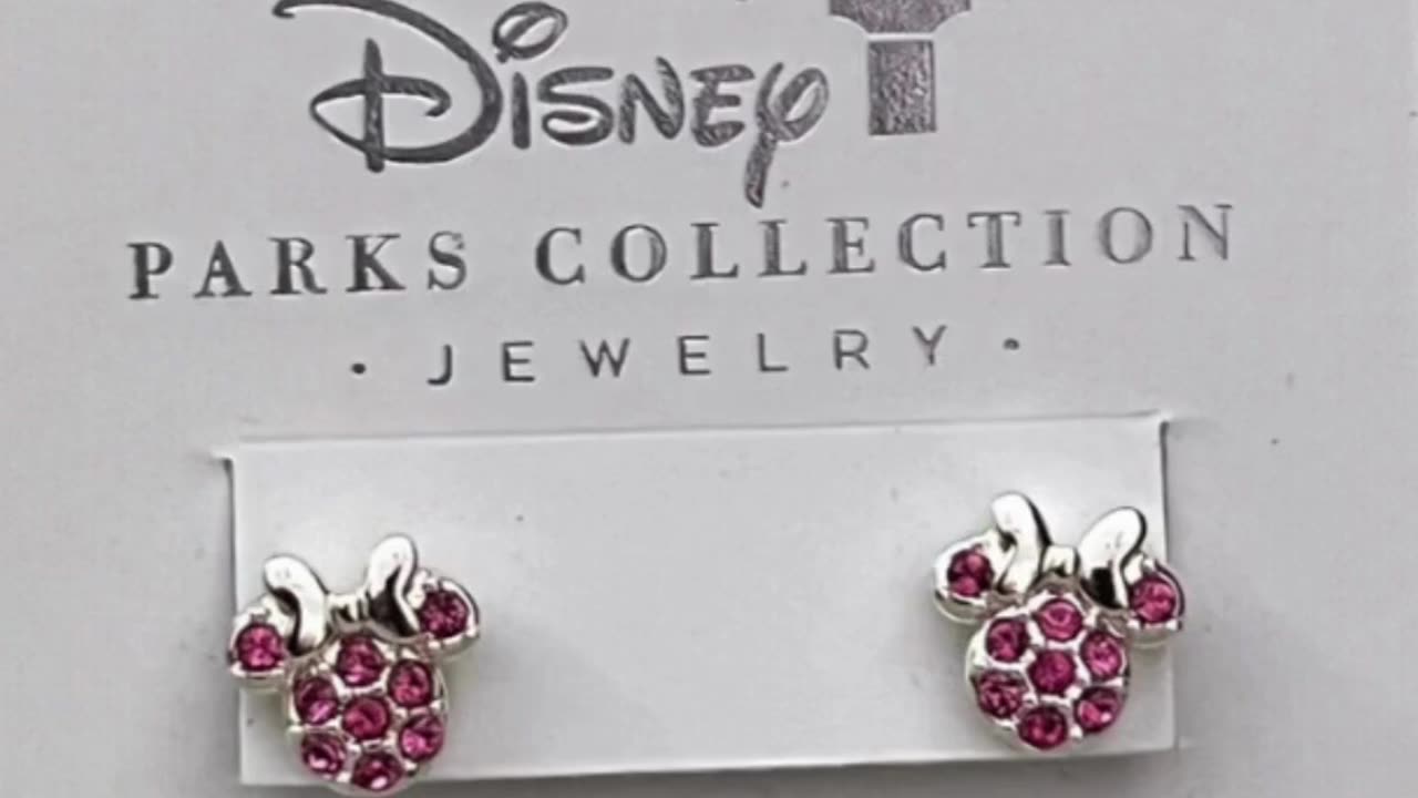 Disney Parks Minnie Mouse October Rose Faux Birthstone Silver Color Earrings #shorts