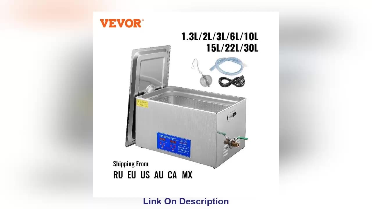 VEVOR 1.3L 2L 3L 6L 10L 15L 22L 30L Ultrasonic Cleaner Lave-Dishes Portable