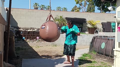 100 Pound Wrecking Ball Workout Part 4. Another 4 Minute Round Of Throwing Thai Kicks!