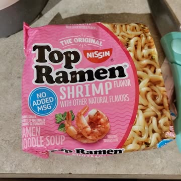 Eating Nissin Top Ramen Shrimp Flavor, Dbn, MI, 8/12/23