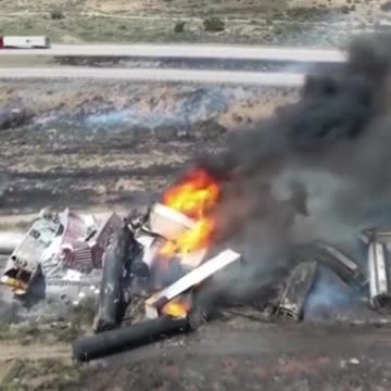 Fiery train crash at the Arizona - New Mexico state line.