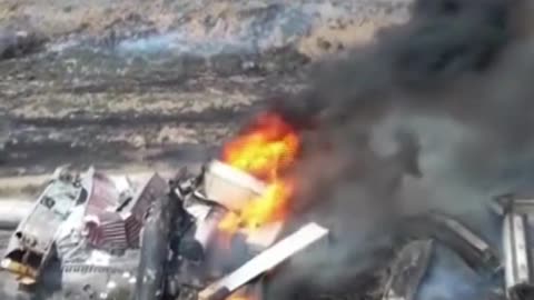 Fiery train crash at the Arizona - New Mexico state line.