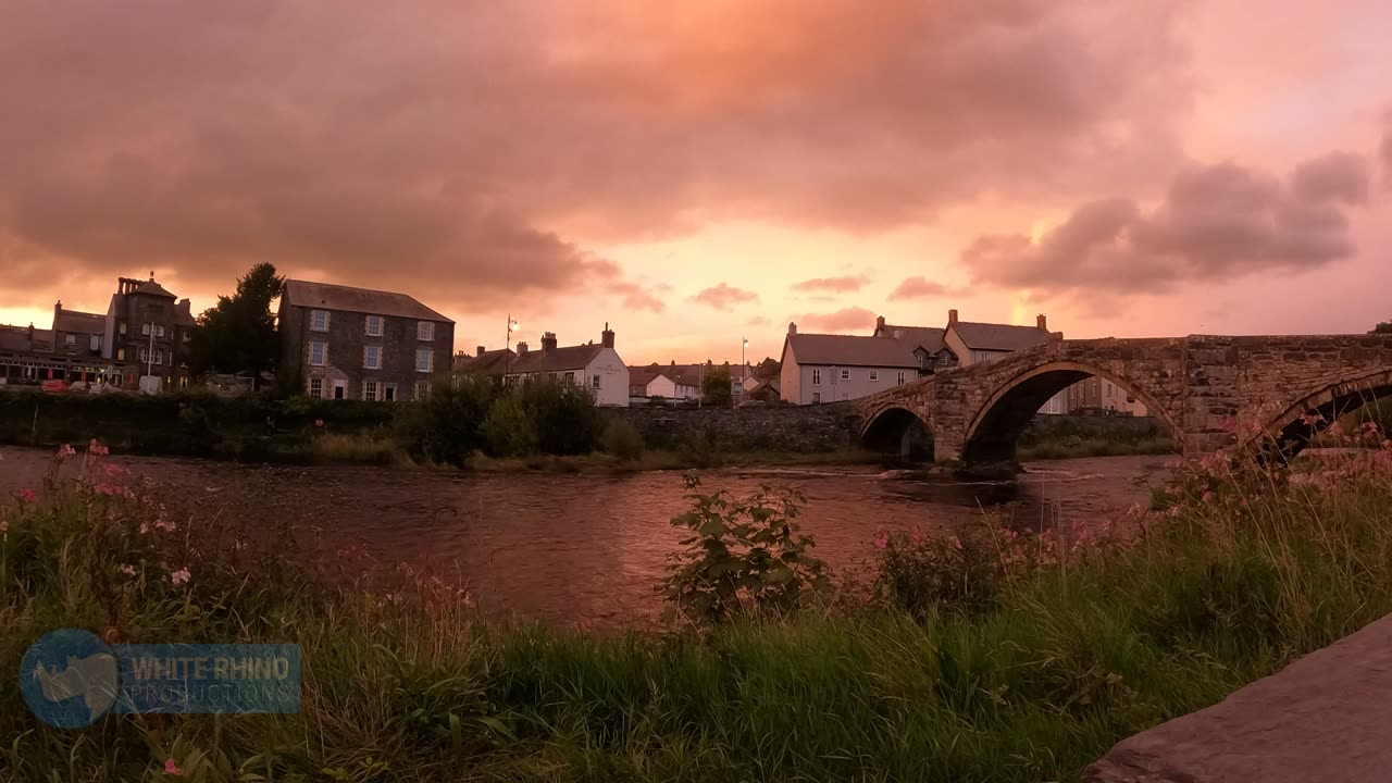 Time Lapse; Dusk Over Y Bont fawr Llanrwst Bridge, Swollen River Conwy