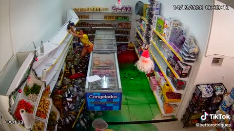 Shelves Full of Beverages Tip Over