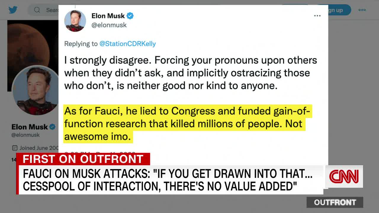 Hear Fauci's response to Elon Musk's attacks