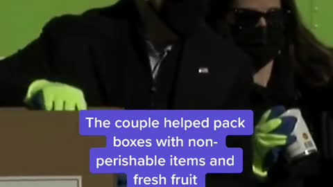 The couple helped pack boxes with nonperishable items and LABUNDANCEfresh fruit