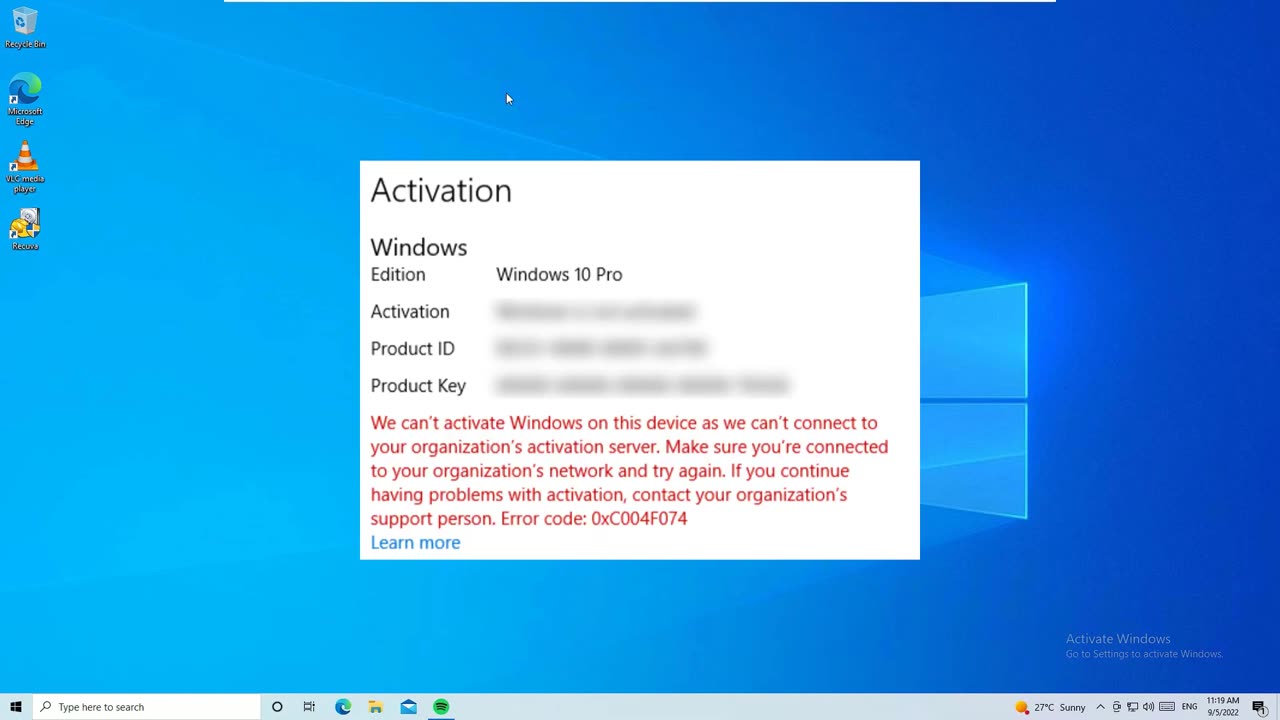 Fix 0xC004F074 Error Solution to Fix 0xC004F074 Windows 10 Activation