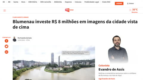 Blumenau investe R$ 8 milhões em imagens da cidade vista de cima