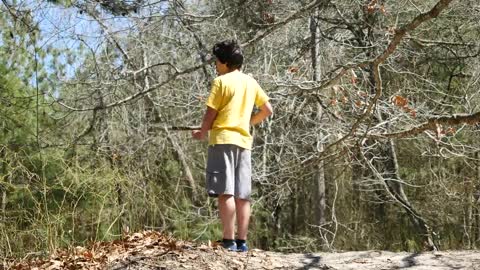 Virginia Boy In A Yellow Shirt Walks Around