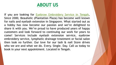 If you are looking for Eyebrow Embroidery Service in Tengah