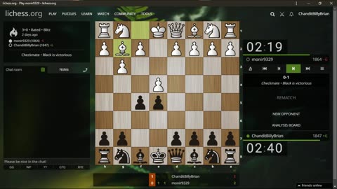 Latvian Gambit checkmate in 6 moves