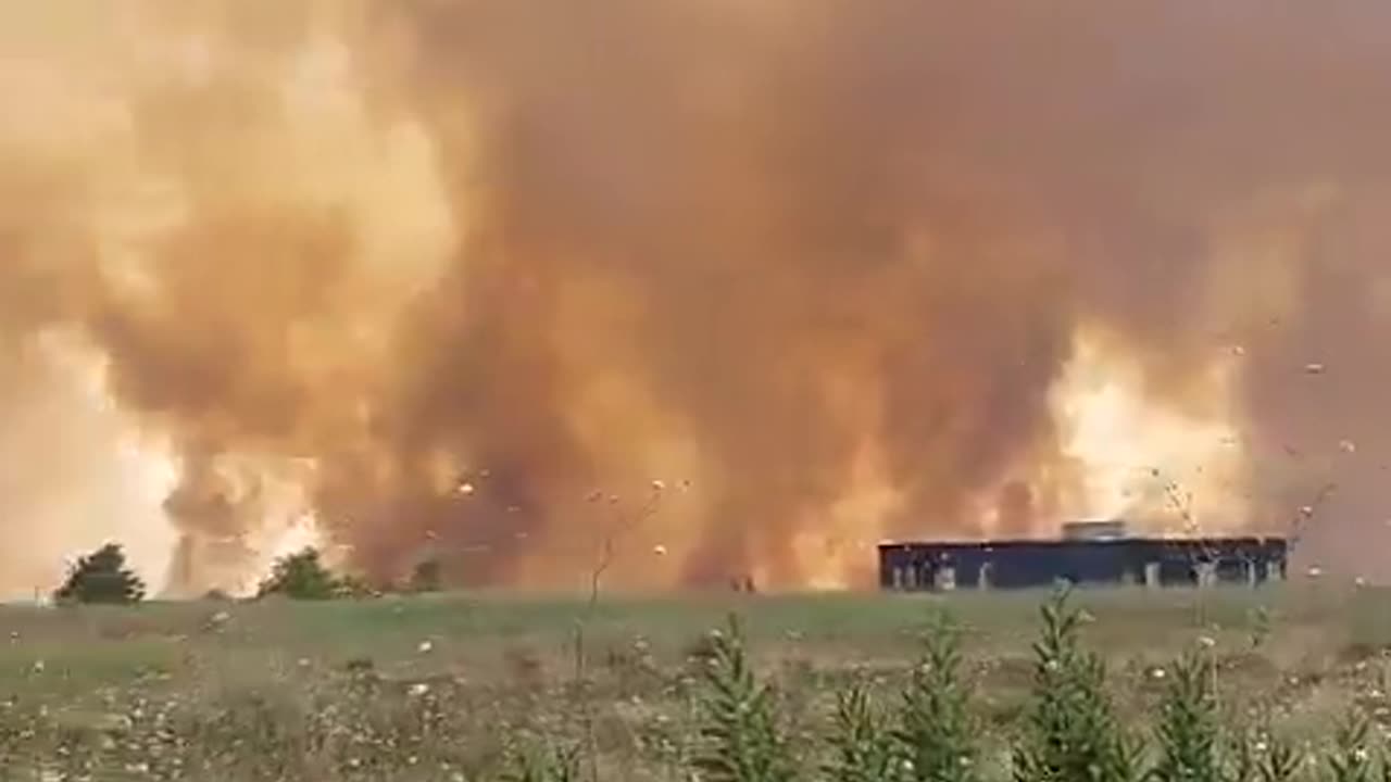 Major fire near Katzrin in the Golan Heights following a rocket barrage fired from