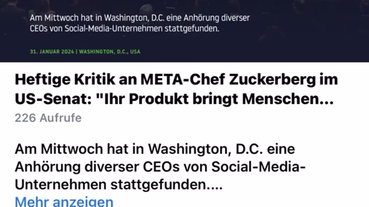 Heftige Kritik an META-Chef Zuckerberg im US-Senat: "Ihr Produkt bringt Menschen