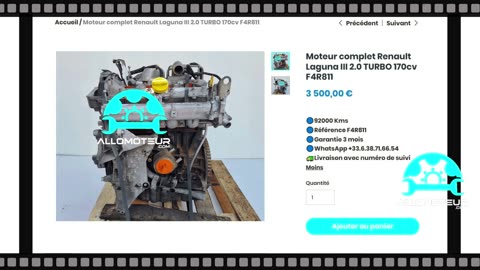 ALLOMOTEUR.COM - Moteur complet Renault Laguna III 2.0 TURBO 170cv F4R811