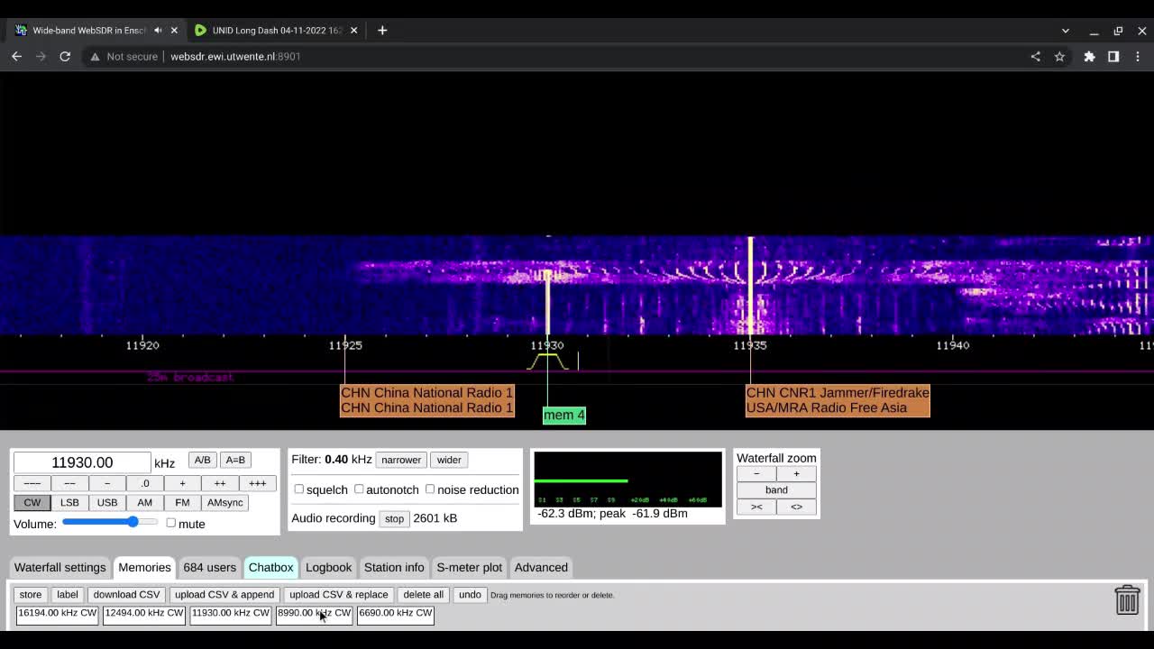 UNID Long Dash 14/12/2022 1221 UTC 5 Different Frequencies