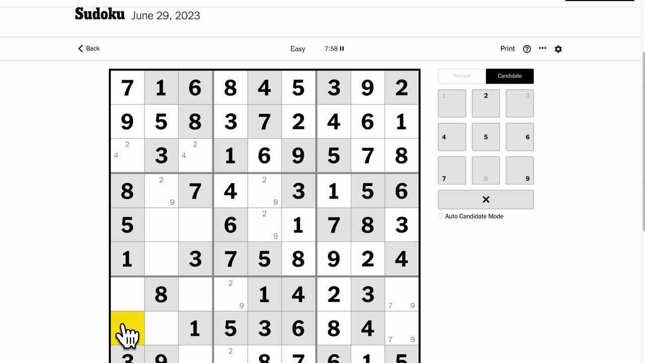 Sudoku 2023-06-29 easy