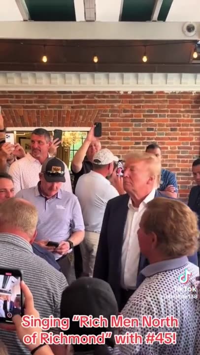Trump jams to Rich Men North of Richmond with the crowd.