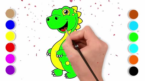 How To Draw Dinosaur And Coloring Easy Step By Step For Kids