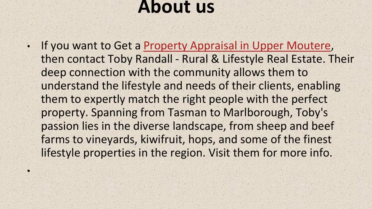 Best Property Appraisal in Upper Moutere.