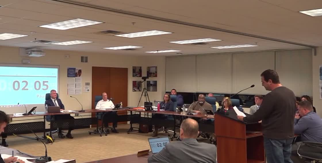 A man confronts a school board in West Chester, PA