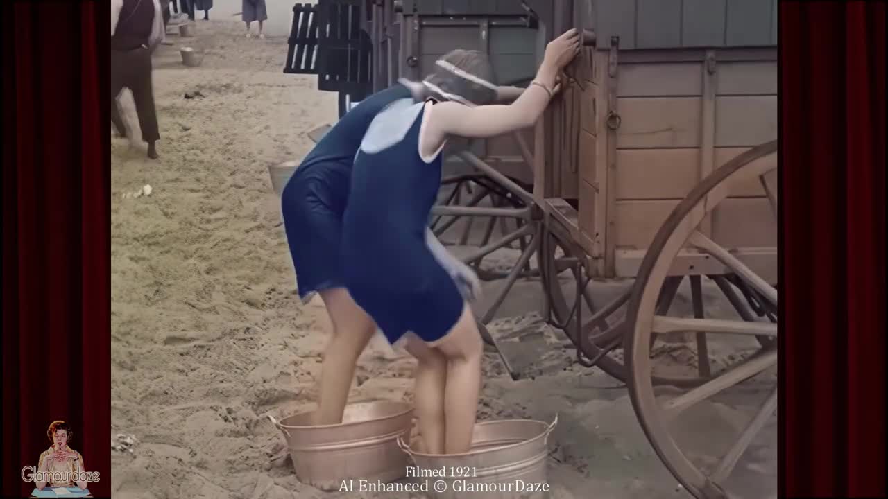 A Day at the Beach 1921 - AI Restored Film 4K 60fps