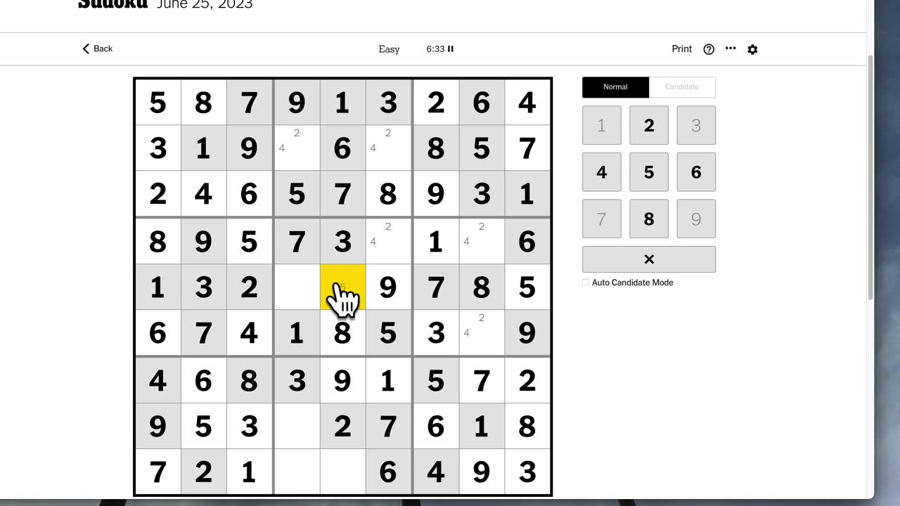Sudoku 2023-06-25 easy