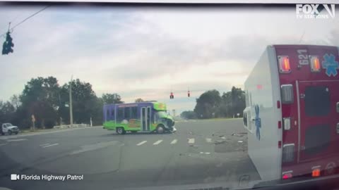 Florida Highway Patrol Release Footage of Ambulance Bus Crash.