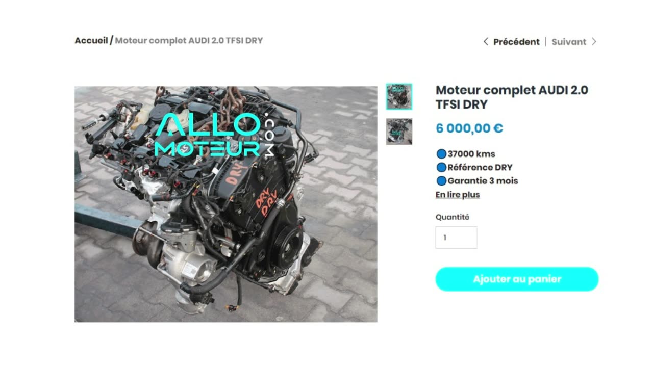 ALLOMOTEUR.COM - Moteur complet AUDI 2.0 TFSI DRY
