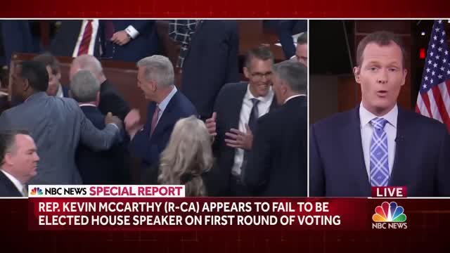 REP KEVIN MCCARTHY (R-CA) APPEARS TO FAIL TO BE ELECTED HOUSE SPEAKER ON FIRST ROUND OF VOTING