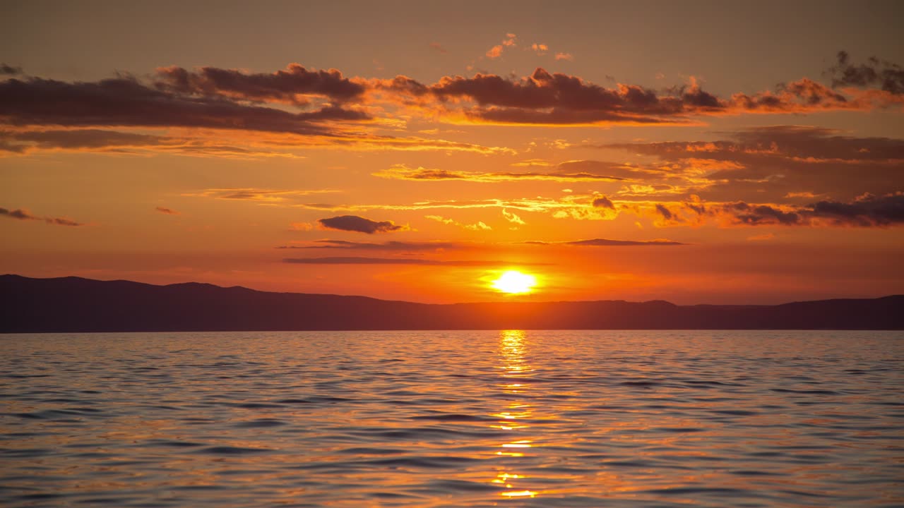 Stunning sunset scene from sea