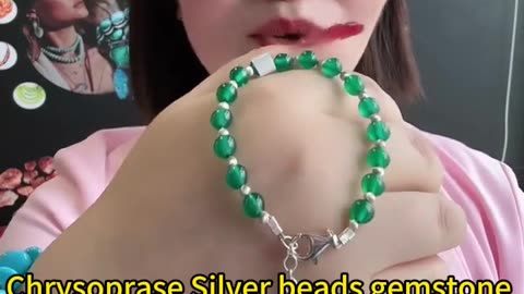 20250217-08 Chrysoprase Silver beads gemstone bracelet Gemstone Stones for Jewelry Making Handmade