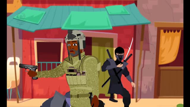 Cartoon Army vs Ninja
