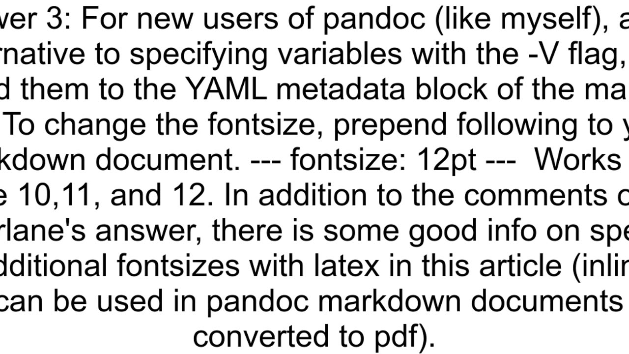 From Markdown to PDF how to change the fontsize with Pandoc