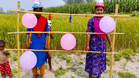 Out door with flowers balloon and learn colors for kids